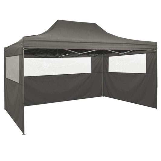 Festnight Pop-Up Canopy with 4 Sidewalls | Party Tent | Garden Tent | Garden Pavilion | Event Tent | Event Pavilion | Anthracite Oxford 3 x 4.5 m