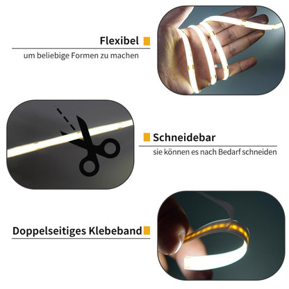 15m COB LED Strip Lights, 2 x 7.5m Super Bright 24V LED Tape Lights, Flexible COB Lights with RF Remote Control for Bedroom Kitchen TV Backlighting, Indoor Outdoor DIY Decoration.