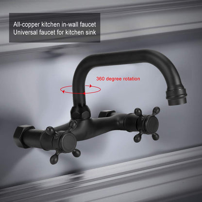Tomotato Bathtub Faucets, Wall Mounted Bathtub Double Handle Hot and Cold Water Faucet 360° Rotatable Faucet for Shower and Bathtub (Type A)