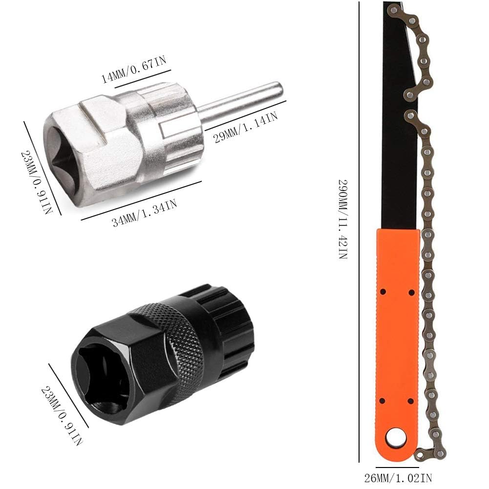 TBoonor Chain Whip and Freewheel Remover Set, Bike Chain Whip, Freewheel Remover, Cassette Lockring Tool, Cassette Remover, suitable for cassette cogs.