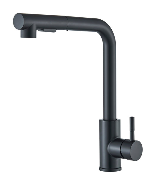 Kitchen faucet black with pull-out spray head High-pressure 360° swivel kitchen sink faucet stainless steel Two spray modes water tap.