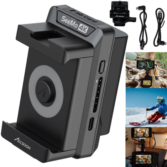 Accsoon SeeMo 4K Video Transmitter Monitoring Adapter streams 4K HDMI video to iOS devices like iPad/iPhone/cameras for monitoring/recording/live streaming. (Black)