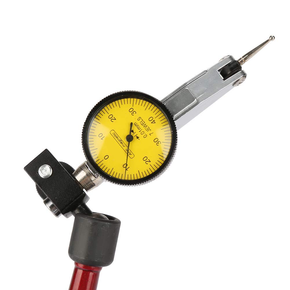 0~0.8mm flexible strong magnetic base holder + lever dial gauge (0.01mm resolution), for measuring surfaces in tight or recessed areas.