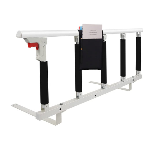 Swociro Foldable Bed Rail Safety Side Guard for Elderly, Adults Assist Handle Protection Railing Handicap Hospital Bed Rail with Storage Bag (White, 108*40cm)