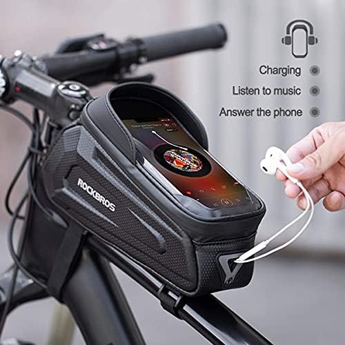 ROCKBROS bike frame bag handlebar bag water resistant phone pouch for smartphones up to 6.8 inches with TPU sensitive touchscreen for mountain bikes, road bikes, ebikes