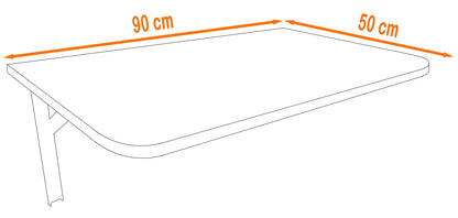 AKKE 90x50 | Wall-mounted folding table with rounded corners. Ideal for kitchen, desk, or kids' table. Gold Craft.
