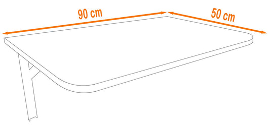 AKKE 90x50 | Wall-mounted folding table with rounded corners. Ideal for kitchen, desk, or kids' table. Gold Craft.