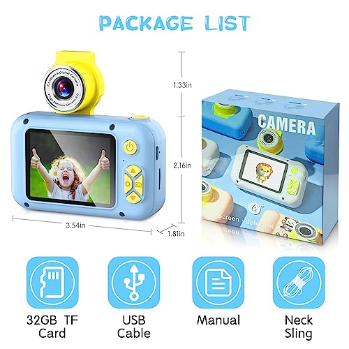 ARNSSIEN Kids Camera - Selfie Digital Camera for 3-10 year old girls and boys, 2.4in display, 180° flip lens, gift and toy.