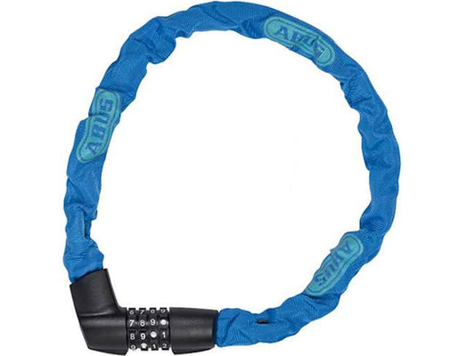 ABUS Chain Lock Tresor 1385/75 Neon - Combination lock made of hardened steel - 6 mm thick square chain - ABUS security level 6 - 75 cm - Blue