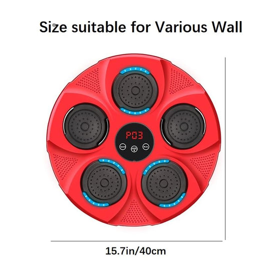 INMORVEN Music Box Machine, Punching Bag Kids Wall Mount for Boxing Equipment 15.7 Inches, Smart Electronic for Home, Focus Agility Training for Kids and Adults (Red)