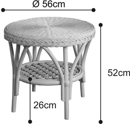 Basket-Outlet Rattan Table/Side Table Round/Coffee Table Rattan Table Shelf (Honey)
