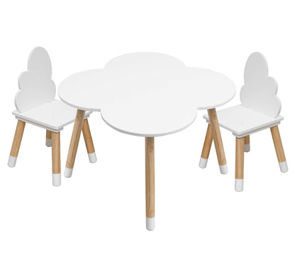 Rebecca Mobili Children's Table and Chairs Set, Chairs and Table for Kids' Room Furniture Light Brown White, MDF, Nordic Style - Size: 44 x 60 x 60 cm / 50 x 25 x 25 cm - Art. RE6733