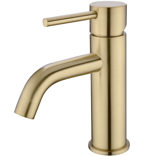 TRUSTMI Brass Bathroom Sink Faucet, Single Lever Mixer, Basin Tap with Water Inlet Hose, Brushed Gold.