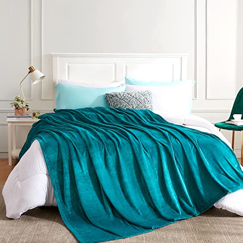 EHEYCIGA Fleece Blanket, King Size Flannel Blanket, Couch, Blue Green, 228 x 274 cm, Microfiber, Soft, Cozy, Lightweight Luxury Blanket.