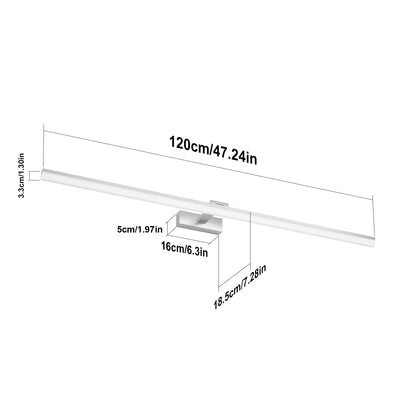 Klighten LED Mirror Light Bathroom 32W 1820LM Cool White 6000K, 180° Rotation, IP44 Waterproof Mirror Lamp Bathroom, Non-dimmable Bathroom Light Wall Lighting 120CM (Silver)