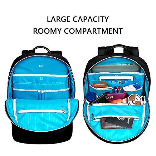 KROSER Laptop Backpack 15.6 Inch School Backpack Travel Daypack Waterproof Nylon Laptop Bag with USB Charging Port for College/Travel/Women/Men-Black (MULTIPLE WAYS)