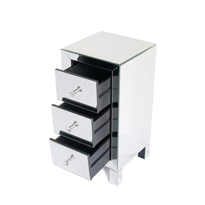 LEADZM nightstand glass with 3 drawers, 1 piece, side table bedside cabinet, storage cabinet, for living room, bedroom, office, bathroom, etc., 30 x 30 x 60 cm (1)