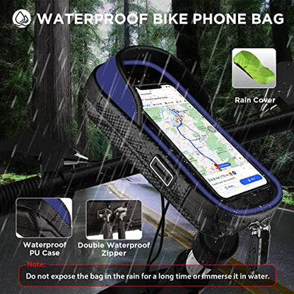 Vitalismo Waterproof Phone Holder Bike Handlebar Bag with 360° Rotatable Bike Mount for 7 Inch Smartphone GPS with Rain Cover.