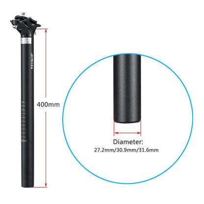 Bynccea Bike Seatpost 27.2mm 30.9mm 31.6mm Aluminum Alloy Seat Tube 400mm for Mountain Bikes Road Bike Downhill Bike Track Bike Fixed Gear MTB BMX