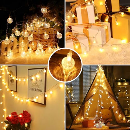 vutizal Indoor Christmas Tree Lights with Plug - 18M 100 LED Ball String Lights with 8 Modes IP44 Waterproof, LED String Lights for Indoor and Outdoor, Perfect for Christmas decorations, Kids room, Balcony
