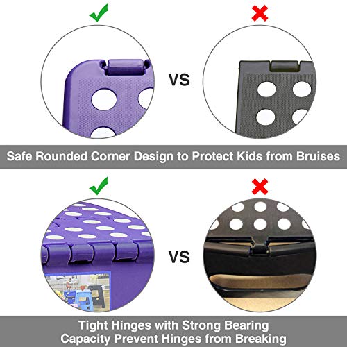 HOUSE DAY 22cm Folding Step Stool - Foldable Kids Stool Folding Chair Foldable Kids Stool Foldable, Foldable Stool Foldable Foldable Stool Foldable Kids Footstool (Purple)
