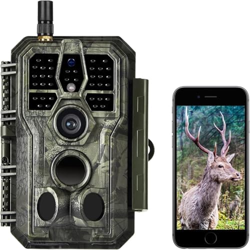 BlazeVideo WiFi Trail Camera with App, Wildlife Camera Night Vision Photo Trap 64MP 1296P Connect through APP Bluetooth Antenna with Night Vision Motion Sensor.