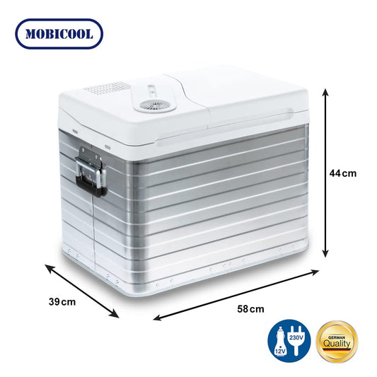 Mobicool MQ40A electric cooler box, aluminum, MQ40A, mini refrigerator for car, work, truck, and campsite.