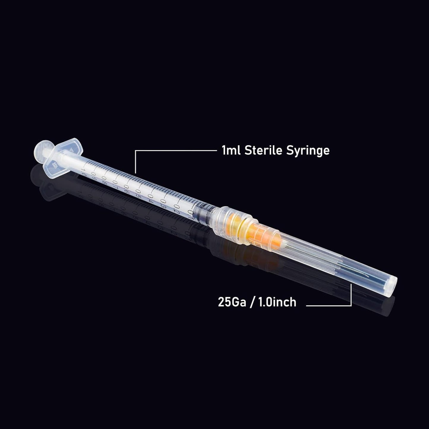 100pcs 1ml/cc 25G-25mm tip，Single Use Luer-Lock Independent Packaging, Easy to Use (100 pack)