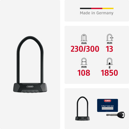 ABUS U-lock Granit XPlus 540 + USH Mount - Bike lock with 13mm shackle and XPlus cylinder - ABUS Security Level 15-230mm shackle height