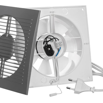 EUROPLAST Ø 150mm wall fan ventilator exhaust cable switch fan kitchen bathroom with plug, color - silver.