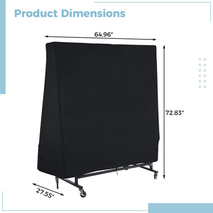 Table tennis table protective cover outdoor ping pong table cover tear-resistant waterproof windproof UV-resistant black table tennis cover 185x165x70cm