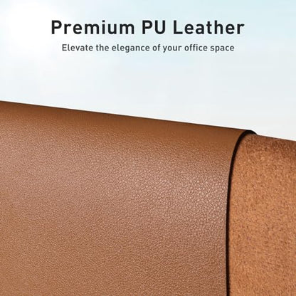 Aothia desk pad, mouse pad, office desk mat, non-slip PU leather desk mat, waterproof writing pad for office and home (Brown, 23.6" x 13.7")