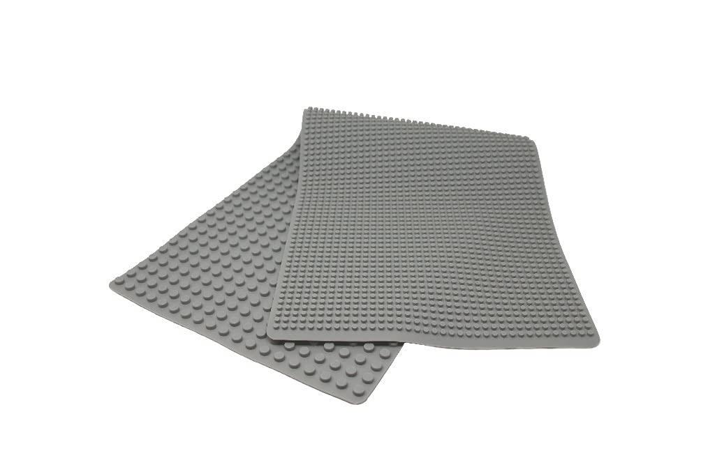 Beslo High Quality Silicone Building Block Mat I Double-sided Baseplate Large I Rollable, Waterproof Baseplate Compatible with Lego Duplo I Flexible Plate BPA-free, 30.5 x 80.5 cm Gray