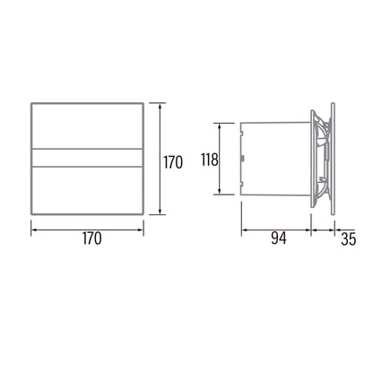 CATA bathroom fan with timer 120 mm (120 mm glass)