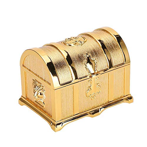 Betued jewelry box, treasure chest in European style and gold, pirate-style jewelry box, decorative jewelry box, classic jewelry storage box.