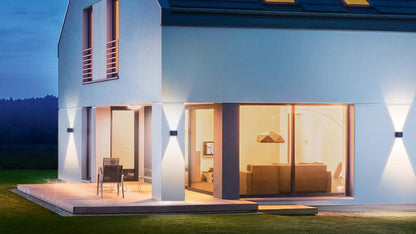 Metzler LED wall light in anthracite with up-down light IP 65 warm white, 9 W, 3000 K, rectangular outdoor lamp with adjustable light beam, suitable for indoor and outdoor use.