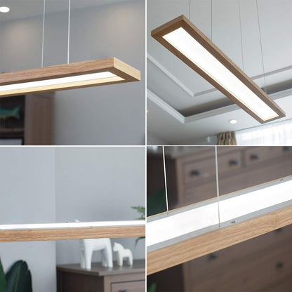 ZMH LED Pendant Light Wooden Hanging Lamp - Dining Table Lamp Dimmable Modern Design 100CM With Remote Control Hanging Height Adjustable Pendant Light for Living Room Bedroom Office