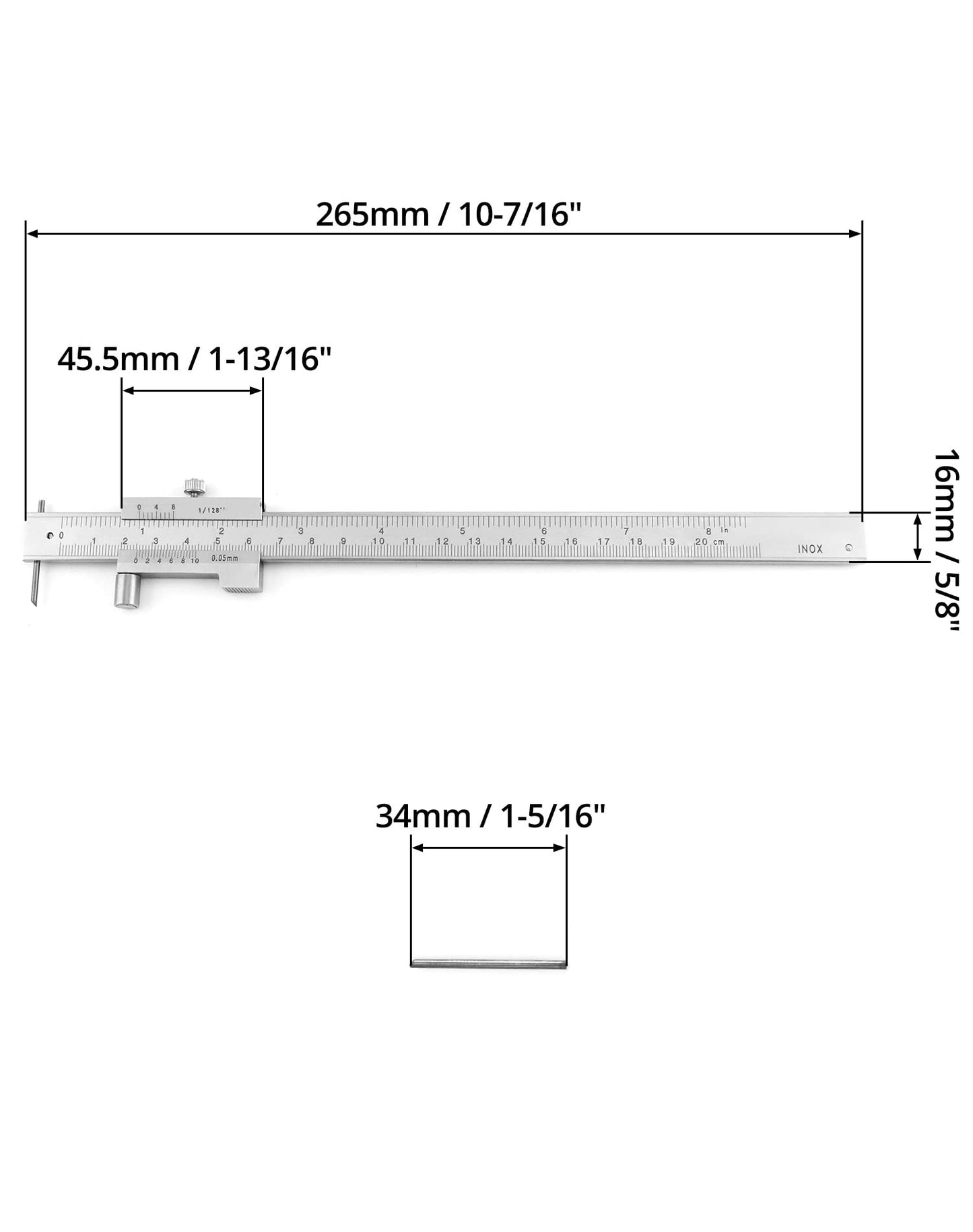QWORK® Vernier Caliper, 0-20 cm, Stainless Steel Marking Tools