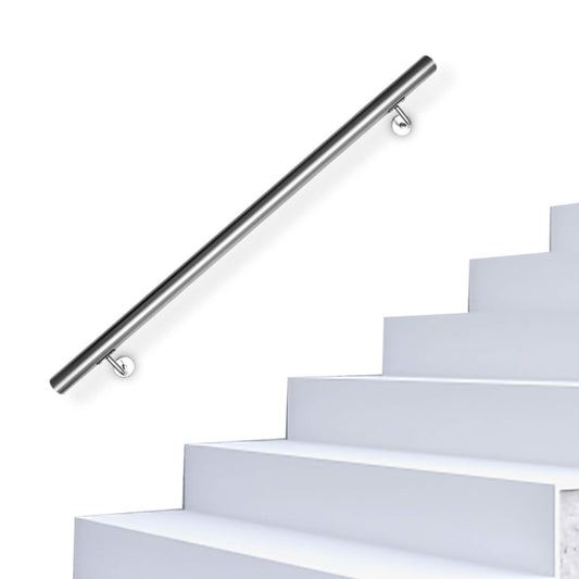 Jopassy stainless steel handrail stair railing, non-slip handrail 50 cm, railing wall handrail for outdoor & indoor with wall brackets, mounting material.