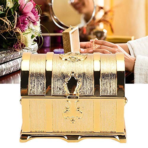 Betued jewelry box, treasure chest in European style and gold, pirate-style jewelry box, decorative jewelry box, classic jewelry storage box.