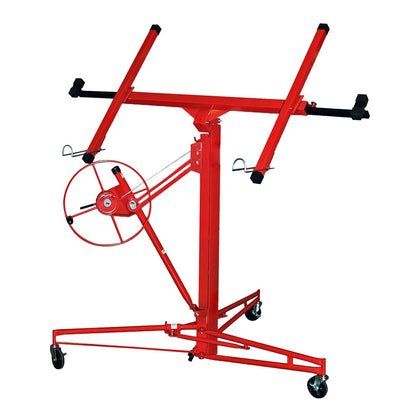 Ikodom Foldable XXL Plasterboard Lifter, adjustable height from 132-335cm, maximum 290cm arm width and 68kg load capacity, Red