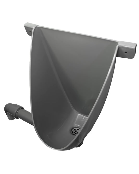 Agande Urinal Urinal basin Pissoir wall urinal plastic PVC, simple and waterless with drainage pipe and 2 stainless steel screws for camping garden basement construction site toilet, Made in Europe