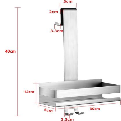 NEOVSUNY Hanging Shower Caddy, No Drilling Shower Shelf, Hanging Shower Basket Stainless Steel SUS304 for Frameless Glass Door, Bathroom Organizer Shampoo Holder for Shower, with 2 Movable Hooks, Silver