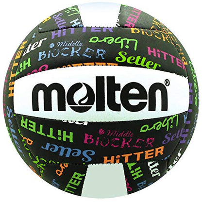 Molten Volleyball Positions Recreational Volleyball, Black/Neon colors, official product, MS500-VBP