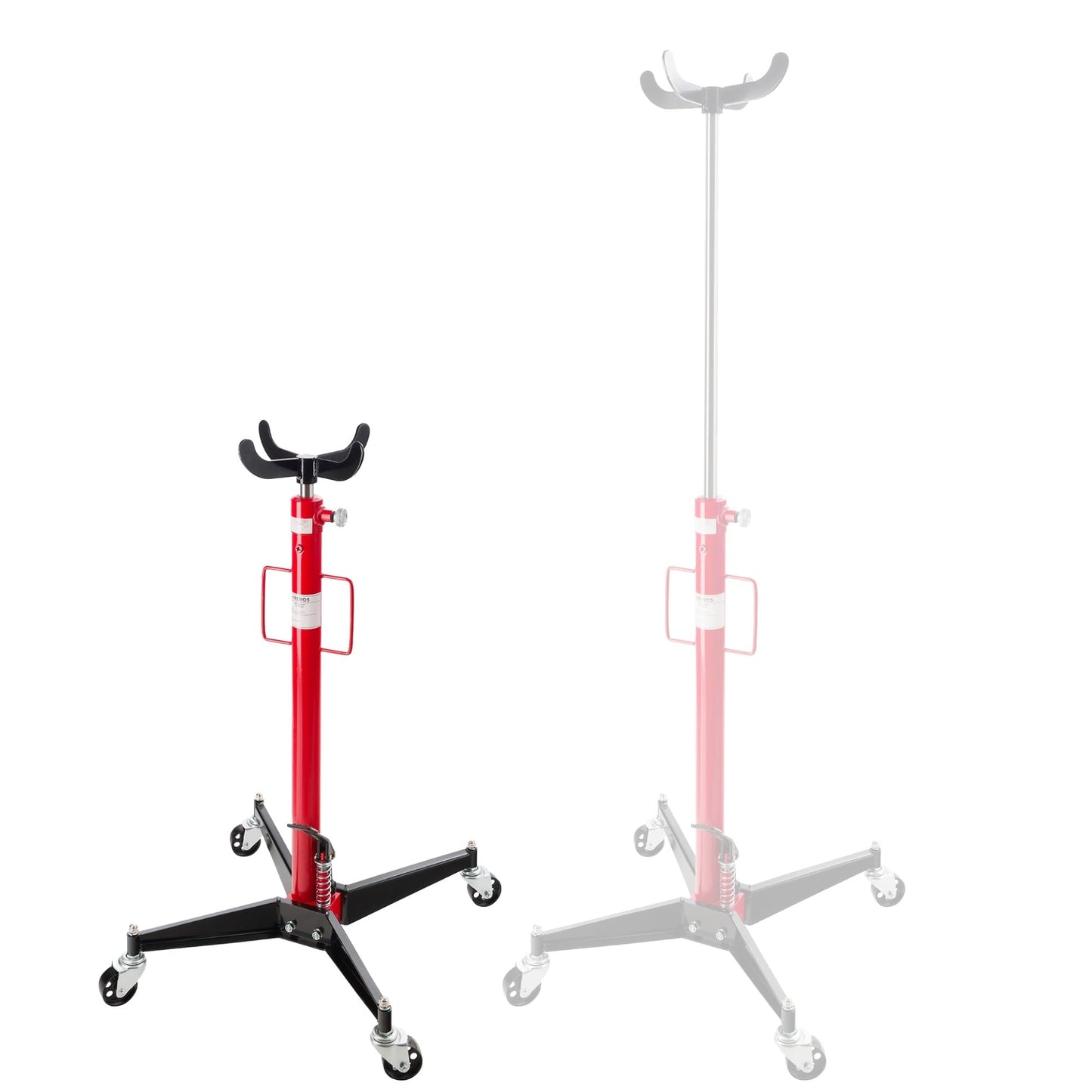 Arebos hydraulic gear lifter | 500 kg engine lifter | working height 105-185 cm | 4 swivel casters incl. foot pedal | continuously adjustable | hydraulic | red/black