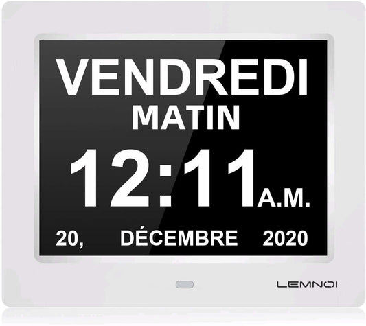 Lemnoi Senior Clock, Dementia Clock, Digital Calendar, Digital Alarm with Date and Day of the Week for individuals with Dementia (e.g. Alzheimer's), Seniors, Visually Impaired, Young Children - 7.5 inches