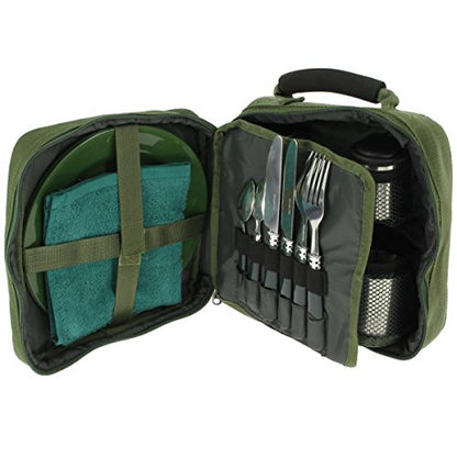 13-piece Deluxe G8DS® camping cookware, cups, and utensils for 2 people. Cookware camping utensil set for survival outdoor use.