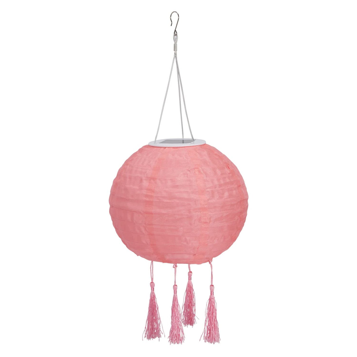 Lights4fun 1x 3 pack Lucena Solar Lantern Cream, Yellow & Pink - LED solar lamp hanging lanterns garden, balcony & terrace - decorative garden light summer party, weatherproof lighting IP44 20cm diameter