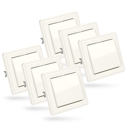 ABSINA 6 Piece Flush-mounted Switch White 250V AC 10A with Frame Insert and Switch Label - Switch Switch Flush-mounted Switch