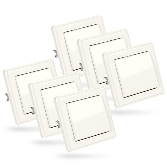 ABSINA 6 Piece Flush-mounted Switch White 250V AC 10A with Frame Insert and Switch Label - Switch Switch Flush-mounted Switch